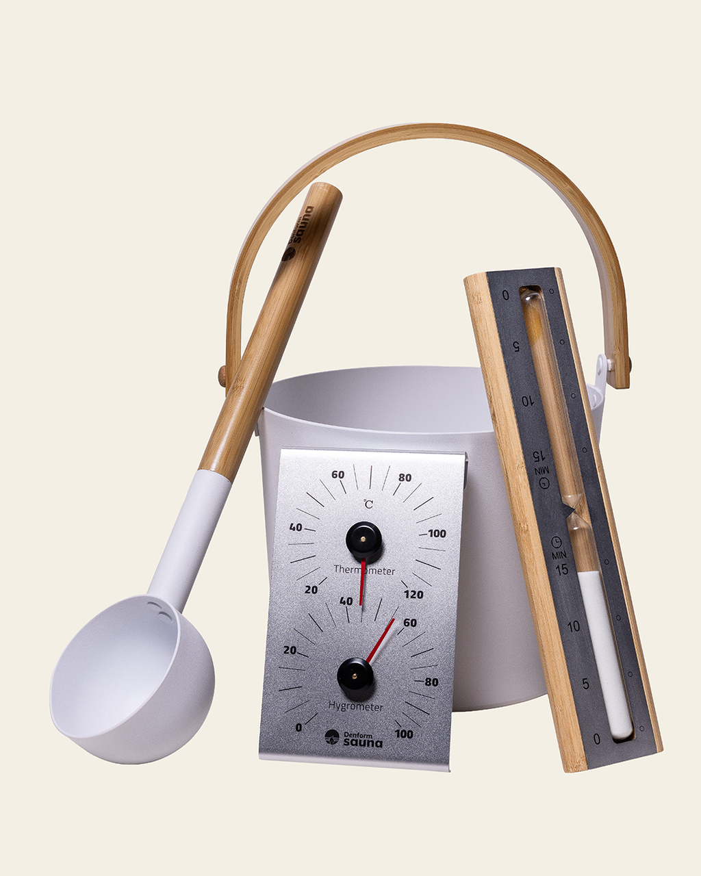 Komplet Saunasæt Hvid Aluminium