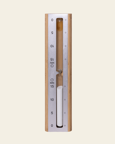 Saunatimeglas i Aluminium & Bambus