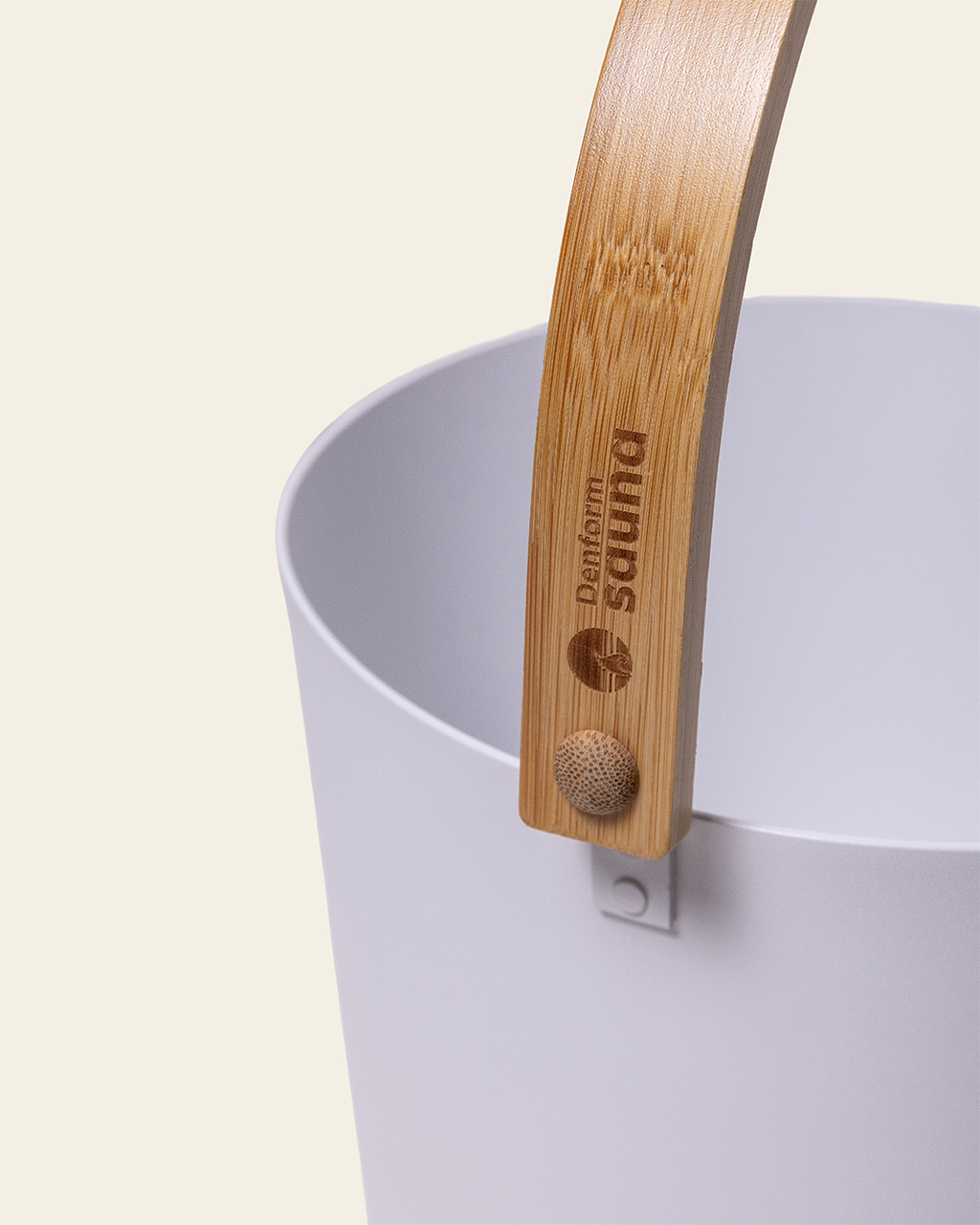 Hvid Saunaspand i Aluminium & Bambus