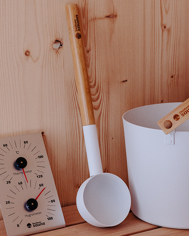 Saunaøse Hvid Aluminium & Bambus