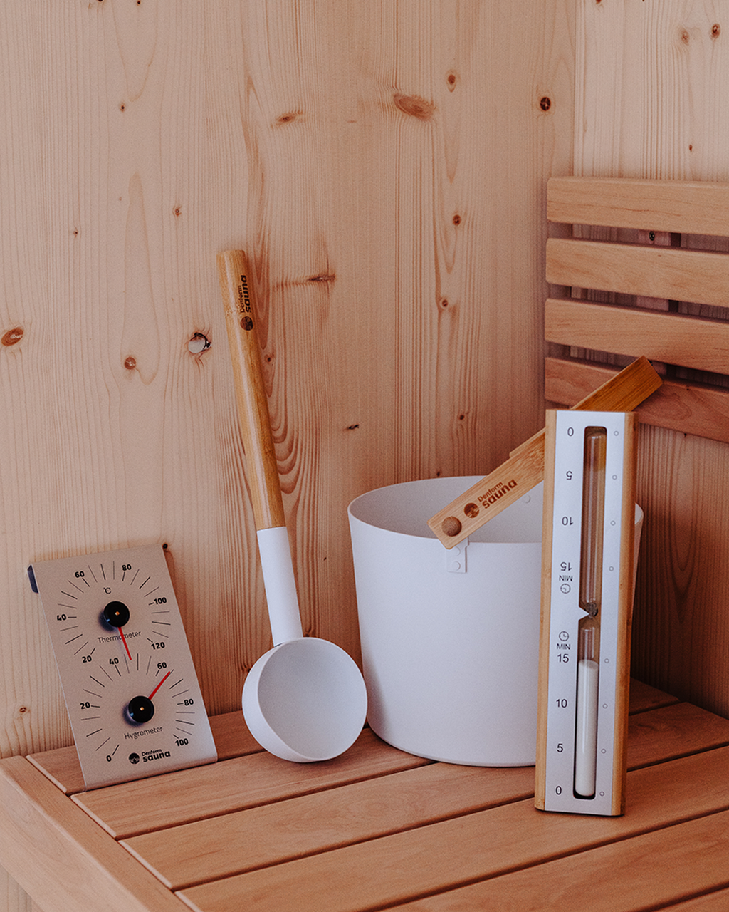 Komplet Saunasæt Hvid Aluminium