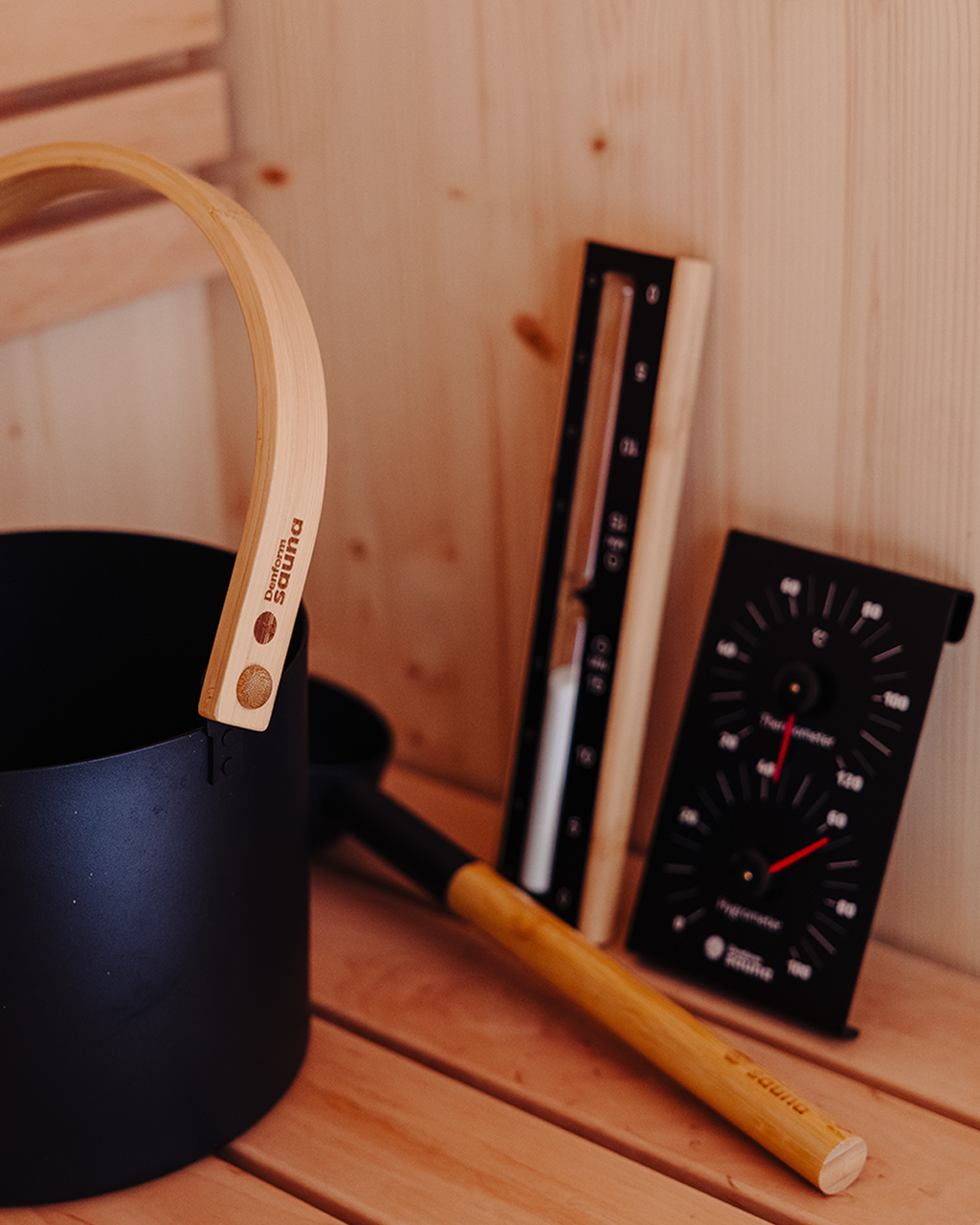 Komplet Saunasæt Sort Aluminium